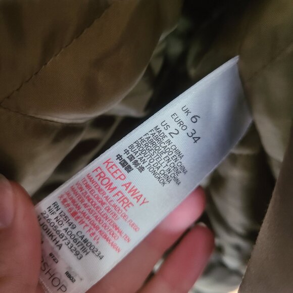 TopShop Jaxson Olive Green Faux Fur Hooded Lined Anorak Peacoat Jacket US Size 2 - Picture 13 of 16